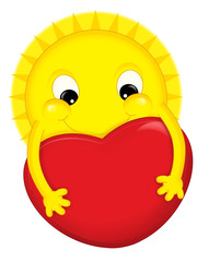 Cartoon sun on valentine - isolated - illustration for the children