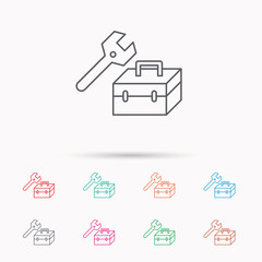 Repair toolbox icon. Wrench key sign.