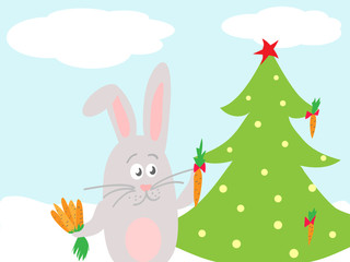 Rabbit, Christmas Tree and Carrot