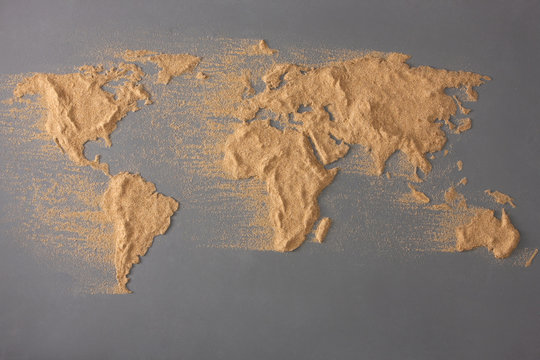 The global map made of sand
