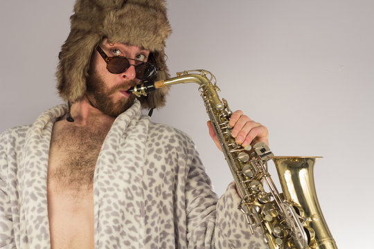 Bearded Hipster Saxophone