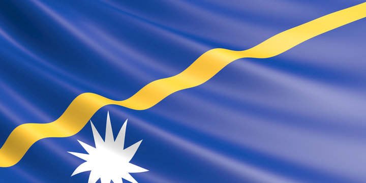 Flag of Nauru waving in the wind.