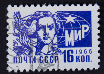 UNION OF SOVIET SOCIALIST REPUBLICS - CIRCA 1966: A stamp printed in the USSR shows iamge of a...