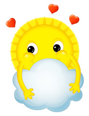 Cartoon sun on valentine - isolated - illustration for the children