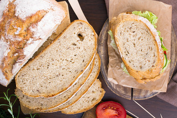 closeup of a slices of bread