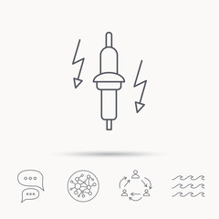 Spark plug icon. Car electric part sign.