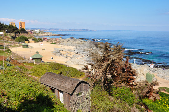 Pacific Ocean on the coast of Isla Negra, Chile