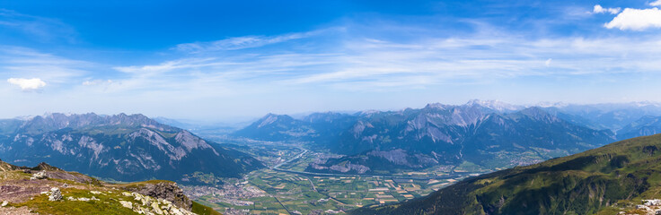 Naklejka premium Panorama view of Alps in eastern Switzerland