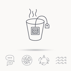 Tea bag icon. Natural hot drink sign.