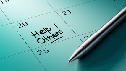 Closeup of a personal agenda setting an important date written w