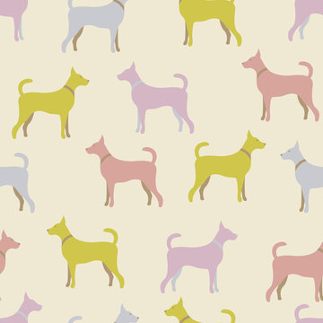 Animal seamless pattern of dog silhouettes