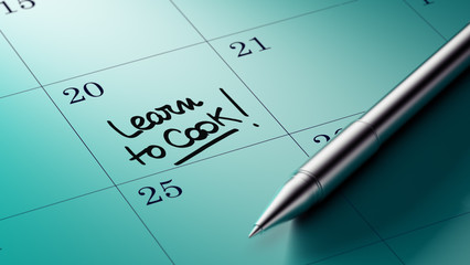 Closeup of a personal agenda setting an important date written w