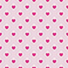 Heart shape seamless pattern. Pink and white colors