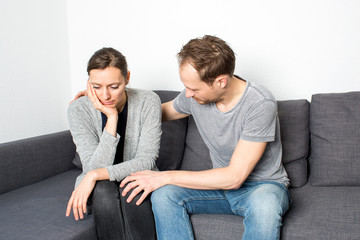 Attractive woman being sad with partner