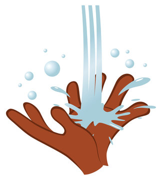 Cartoon Illustration Of Washing Hands