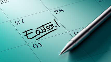 Closeup of a personal agenda setting an important date written w