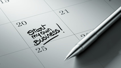 Closeup of a personal agenda setting an important date written w