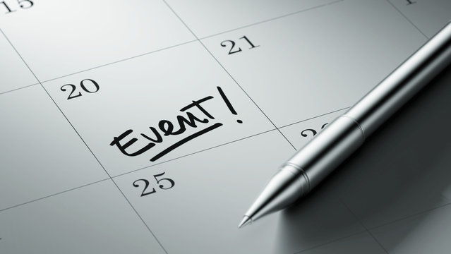 Closeup of a personal agenda setting an important date written w