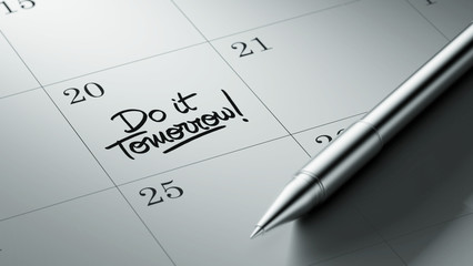 Closeup of a personal agenda setting an important date written w