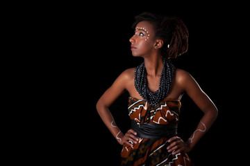Young beautiful african woman wearing  traditional clothes