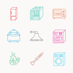 Microwave oven, washing machine and blender.