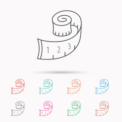 Measuring tape icon. Weight loss sign.