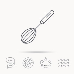 Whisk icon. Kitchen tool sign.