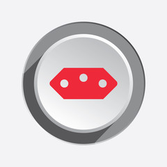 Electric plug, socket base icon. Brazilian standard. Power energy symbol. Red sign on round white-gray button with shadow. Vector