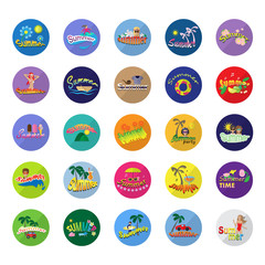 Summer Flat Icons Set: Vector Illustration, Graphic Design. Collection Of Colorful Icons. For Web, Websites, Print, Presentation Templates, Mobile Applications And Promotional Materials