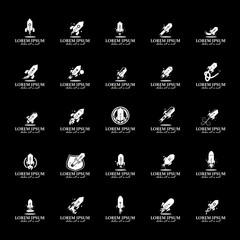 Rocket Icons Set - Isolated On Black Background - Vector Illustration, Graphic Design, Editable For Your Design