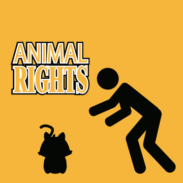 Animal Rigths illustration over orange color background