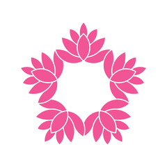 Lotus Flowers circle.Watercolor style. Vector graphic design