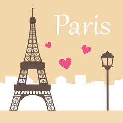 Fototapeta na wymiar Paris postcard, vector illustration.