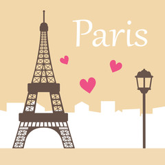 Paris postcard, vector illustration.