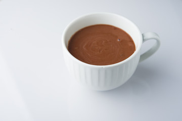 hot chocolate drink on white background