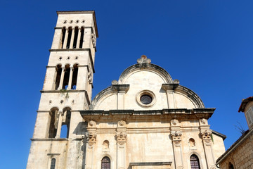 Cathedral of St Stephen in town Hvar, on Hvar island, Croatia. 