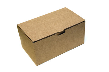 closed cardboard box isolated on white background