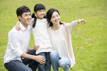 Happy young family with one child