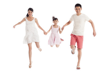 Naklejka premium Happy family jumping