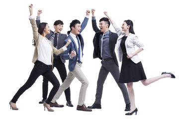 Fototapeta premium Fashionable businessperson punching the air