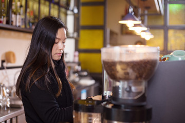 people make coffee in cafe