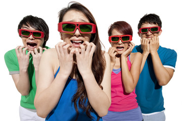 Young people waching 3D movie