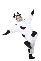 Girl Playing In a Cow Costume