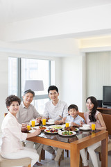 Happy family having lunch