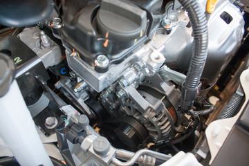 Obraz premium Close up detail of new car engine