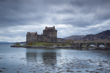 Eilean Donan Castle with moody sky.
