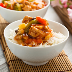 Reis mit süß-sauren Gemüse - rice with sweet and sour veggies