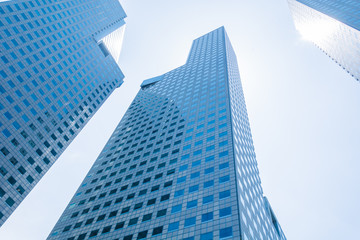 Skyscraper building at singapore - blue whitebalance processing