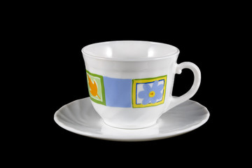 Dish and mug for tea from porcelain