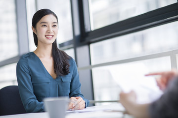 Young woman interviewing for a job